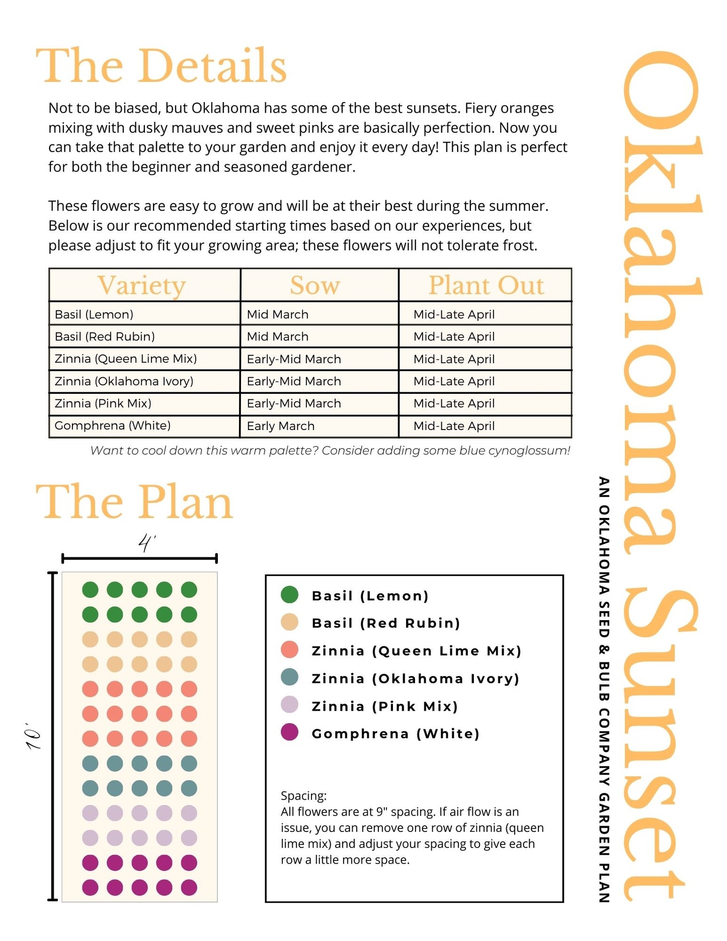 Oklahoma Sunset Garden Plan - Printable (FREE!)